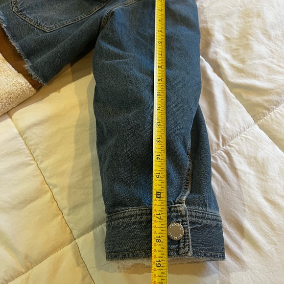 PINKO Faux Fur Trimmed Denim Jacket Size 12 - Picture 10 of 17